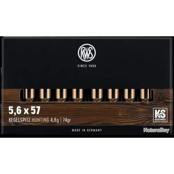 Munitions RWS 5.6x57 KS 4.8g 74gr x1 boite