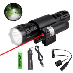 DESTOCKAGE Lampe Tactique + Laser Adaptable Rail 11 ou 20mm Picatinny Weaver