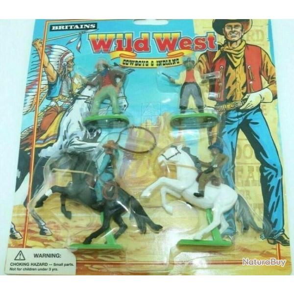 Cow boy  + colt 45 + lasso � cheval wild west Britains figurines intactes  anciens NEUFS