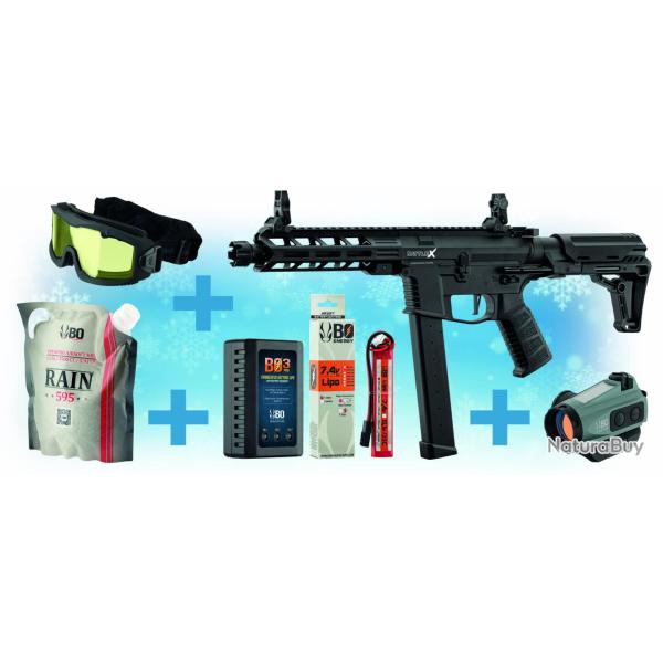 Pack replique AEG Battle X + point rouge + masque 1J Lancer Tactical