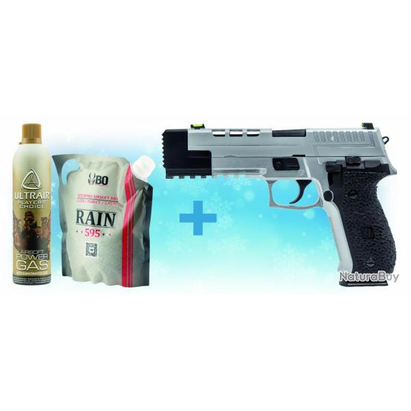 Pack r�plique GBB VORSK CS Defender Pro 1J + billes + cible + gaz