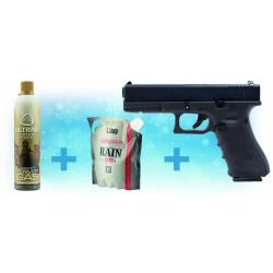 Pack r&eacute;plique GBB Raven 1911 MEU Tan 1J + billes + cible + gaz