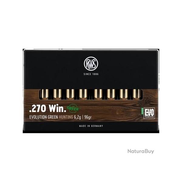 Munitions RWS 270 Win. Evo Green 6.2g 96gr x10 boites
