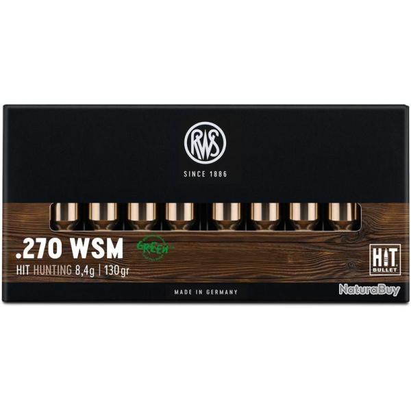 Munitions RWS 270 WSM HIT Green 8.4g 130gr x10 boites