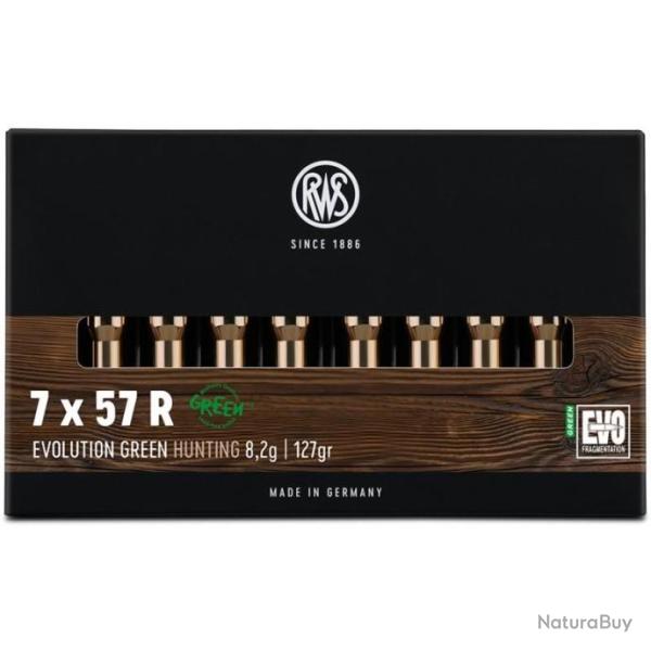 Munitions RWS 7x57 R EVO Green 8.2g 127gr x10 boites