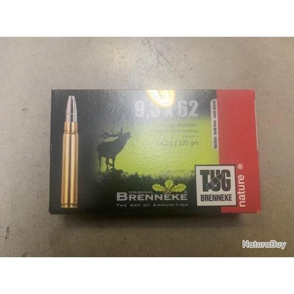 Munitions BRENNEKE tug nature cal.9.3x62 14.2g 220gr par 20