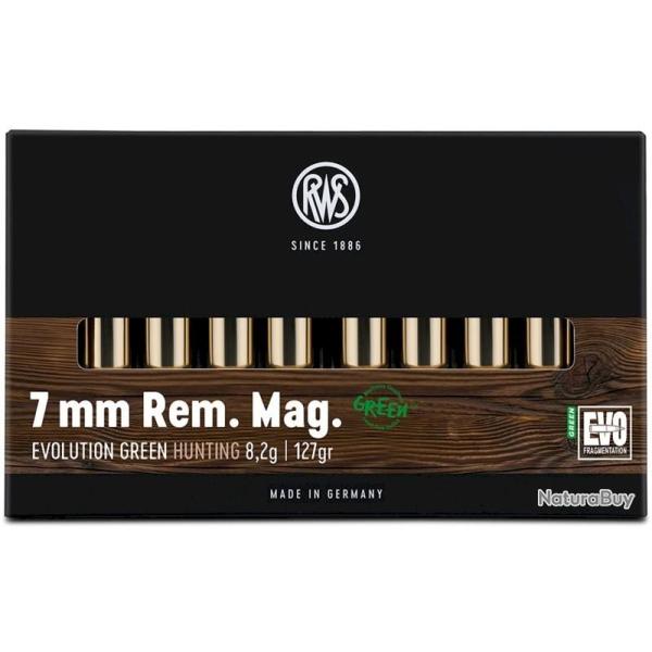 Munitions RWS 7mm Rem. Mag. Evo Green 8.2g 127gr x1 boite