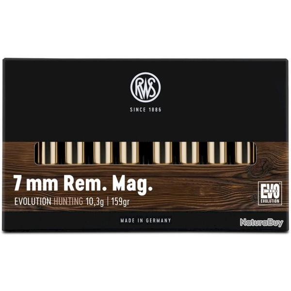 Munitions RWS 7mm Rem. Mag. EVO 10.3g 159gr x1 boite
