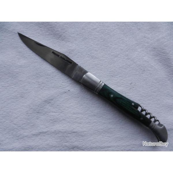 couteau Pradel Evolution - manche bois park�ris� vert longueur 22 cm - tire bouchon