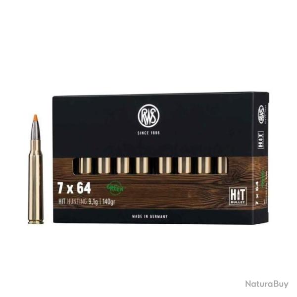 Munitions RWS 7x64 HIT Green 9.1g 140gr x5 boites