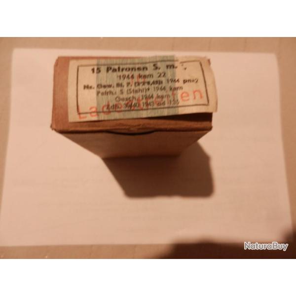 bote carton VIDE WW2 de collection pour cartouches de fusil Mauser 2guerre