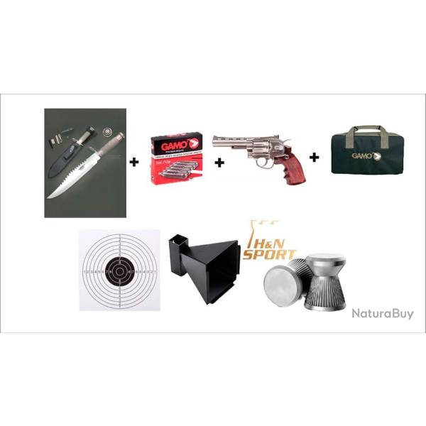 PACK-2MACHETTE + REVOLVER WINCHESTER  SPECIAL 45 CAL. 4,5 mm EXTRA-COMPLET