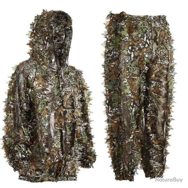 Tenue de Camouflage Feuilles avec Capuche Approche Aff�t Chasse Airsoft Paintball Photo Animali�re