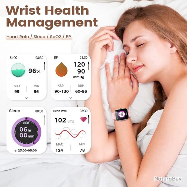 Montre Connect�e Femme avec Appels Num�rotation Bluetooth Ecran 1.7'' 28 Modes Sportifs ROSE