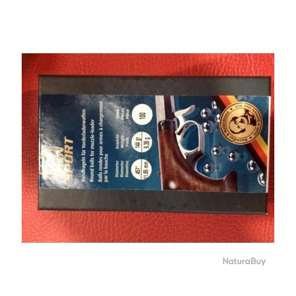 Balles H&N Ronde Pour Armes A Poudres Par 100 Cal. 44/457