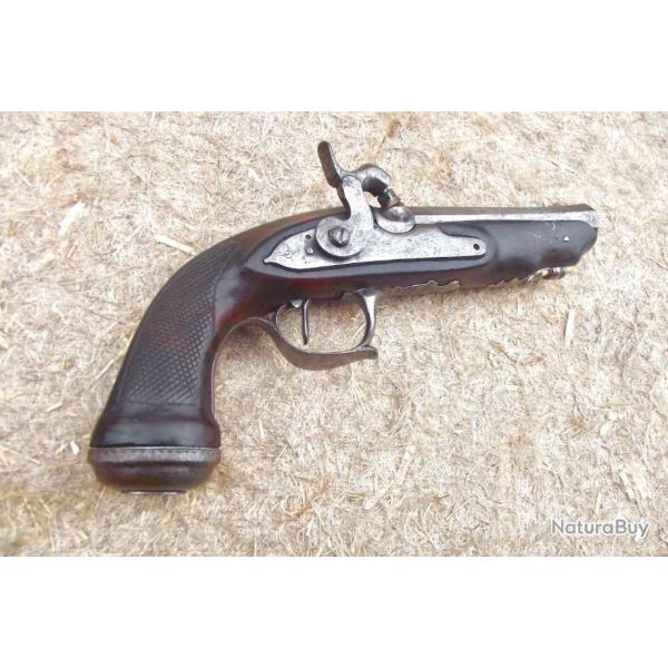 PISTOLET DE VOYAGE TRANSFORME  PERCUSSION, vers 1790.