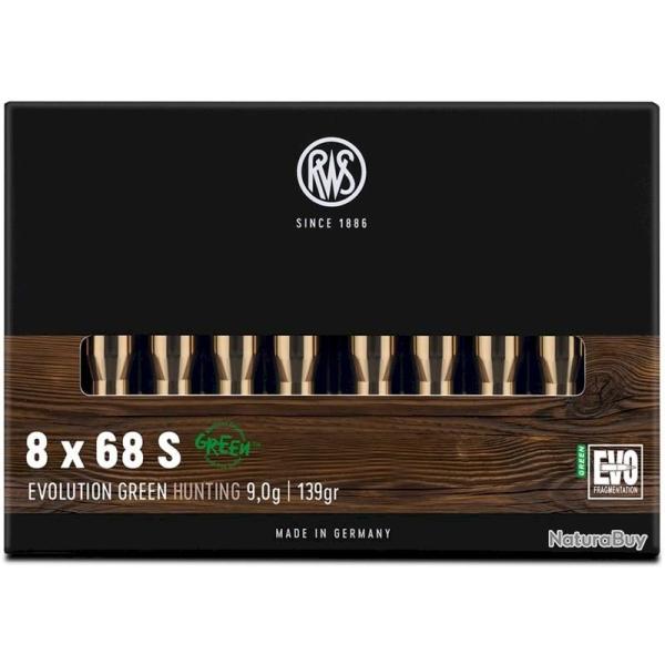 Munitions RWS 8x68 S EVO Green 9g 139gr x5 boites