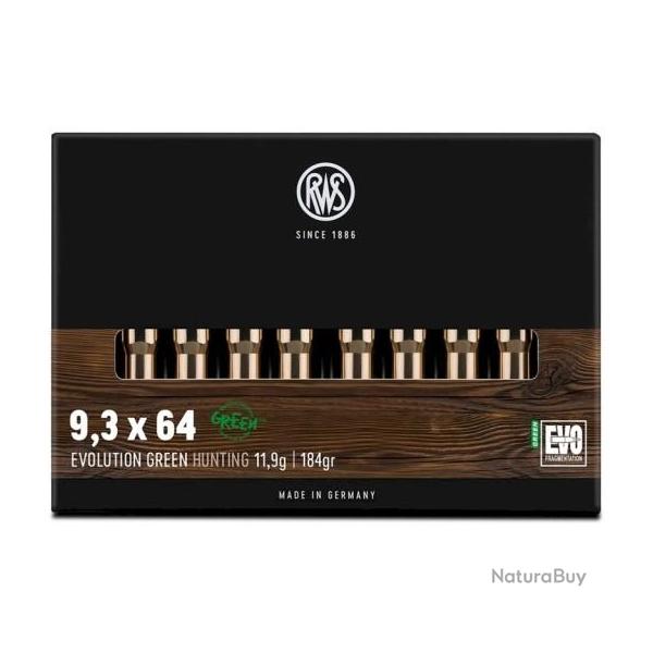 Munitions RWS 9.3x64 EVO Green 11.9g 184gr x5 boites