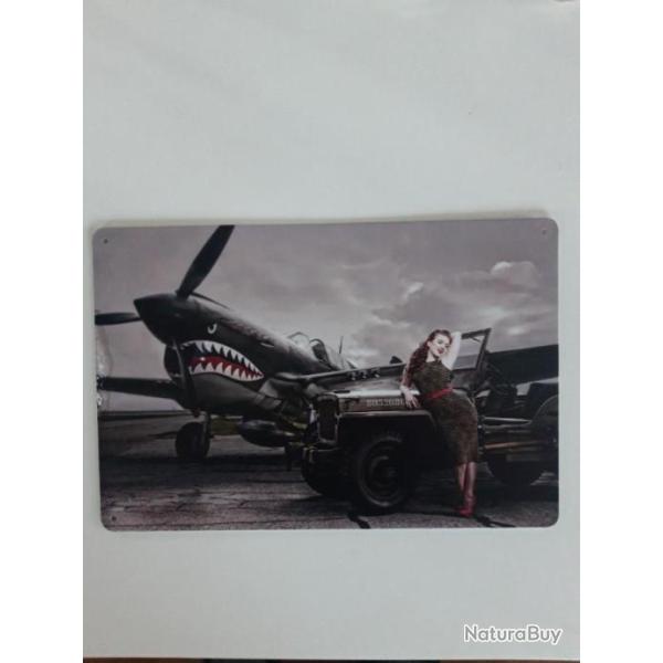 PLAQUE METAL "SPITFIRE ,PIN-UP"
