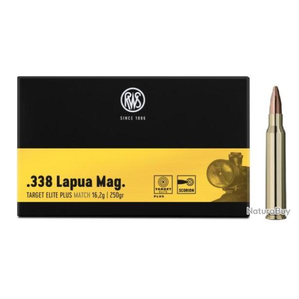 Munitions RWS 338 Lapua Mag. Target Elite Plus Scorion 16.2g 250gr x10 boites
