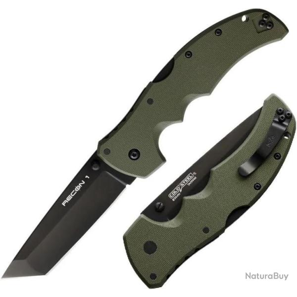 Couteau Cold Steel Recon 1 Tanto Od Green Lame Acier S35VN Manche G-10 Tri-Ad lock CS27BTODBK