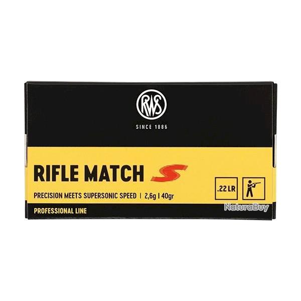 Munitions RWS 22 LR Rifle Match S 2.6g 40gr x5 boites