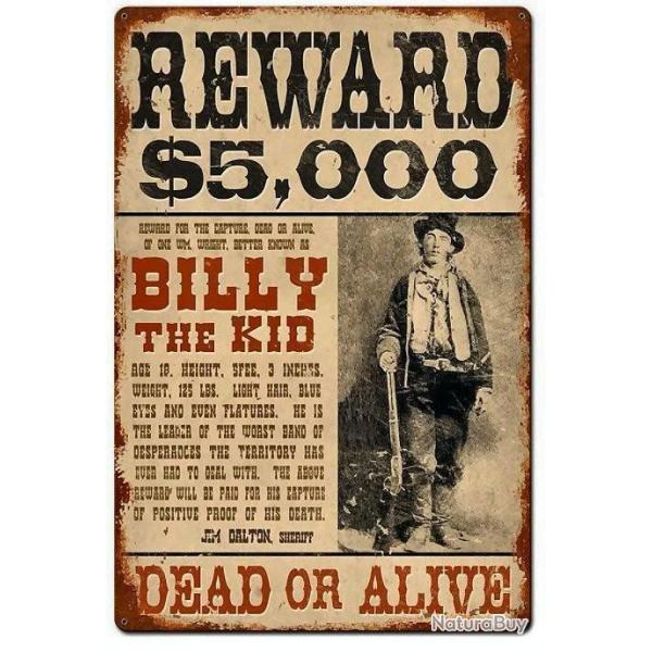 PLAQUE METAL BILLY THE KID/FAR-WEST