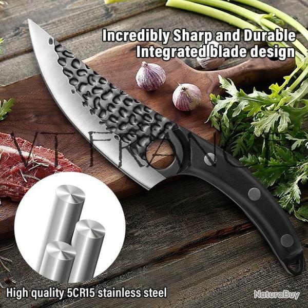 Couteau Chasse Cuisine Boucher Forge Main-Noir