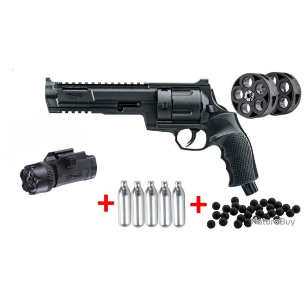 Pack HDR68 Umarex T4E 16J HomeDefense +100 billes caout+ 5 Co + 2 Barillets + Lampe Laser