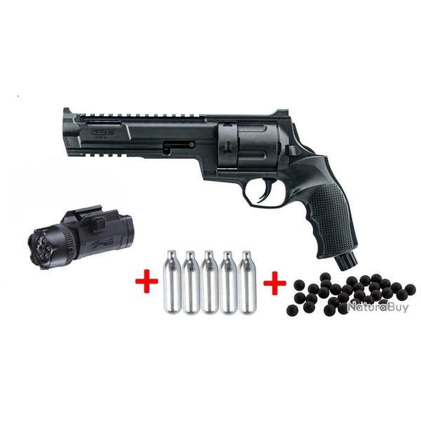 Pack HDR68 Umarex T4E 16J HomeDefense +100 billes caout+ 5 Co  + Lampe Laser