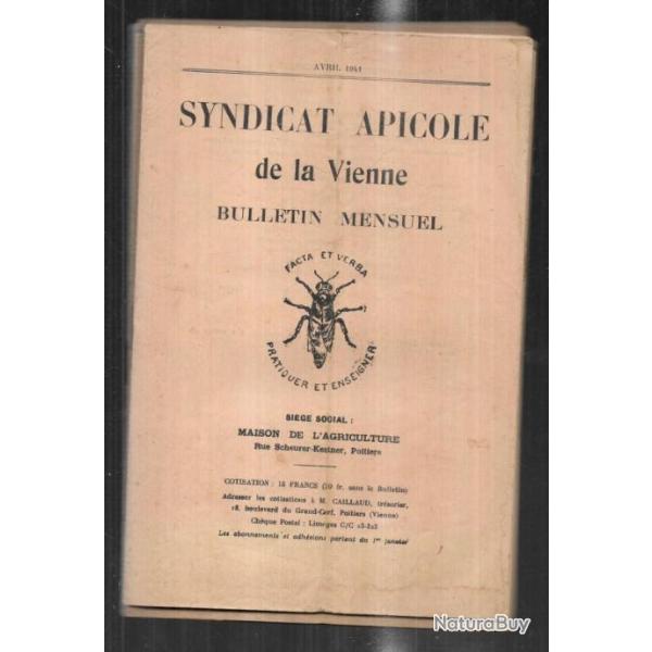 syndicat apicole de la vienne bulletin mensuel 9 exemplaires de 1941 avril � d�cembre