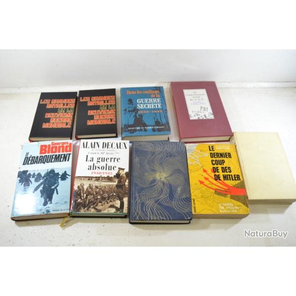 Lot livres militaria d�stockage, Deuxi�me Guerre Mondiale WW2 livre France Allemagne USA ... (lot D)