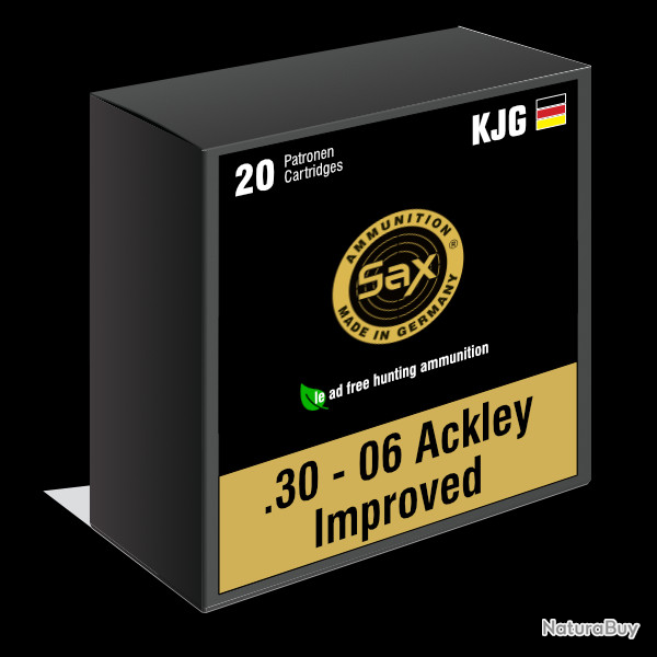 Munitions SAX calibre .30-06 Ackley Imp. KJG-SR 8,0g boite de 20 munitions