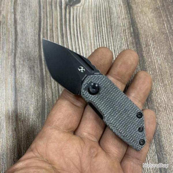 Couteau Kansept RIO Black Lame Acier M390 Blackwash Manche Micarta Linerlock K3044A3