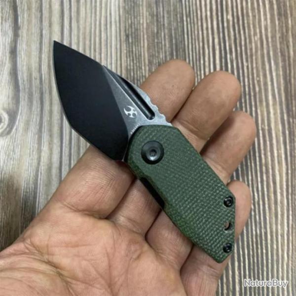Couteau Kansept Rio Green Lame Acier M390 Blackwash Manche Micarta Linerlock K3044A2