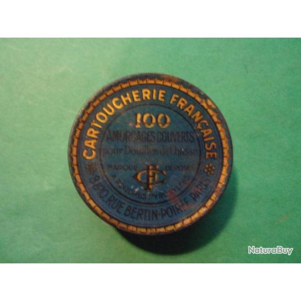 Boite m�tallique d' amorces pour fusil de chasse cartoucherie Fran�aise