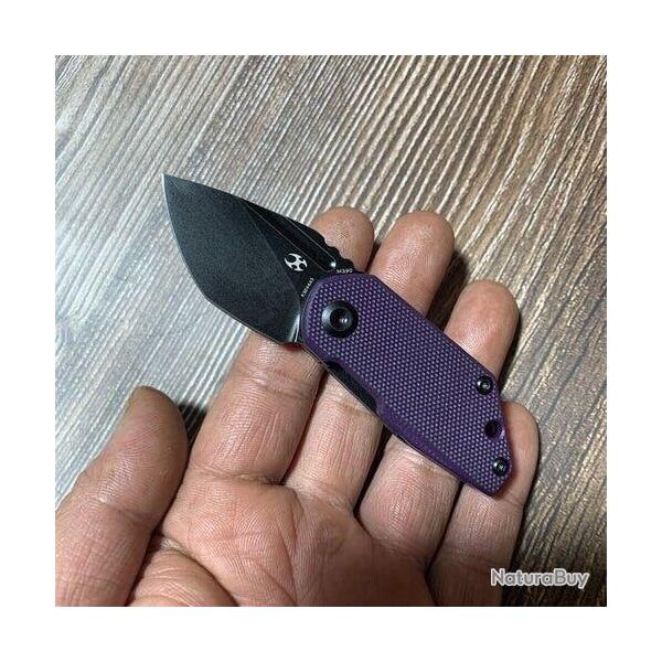 Couteau Kansept Rio Purple Lame Acier M390 Blackwash Manche G10 Linerlock K3044A5