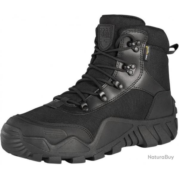 Bottes tactiques militaires � lacets - Noir - Livraison gratuite et rapide