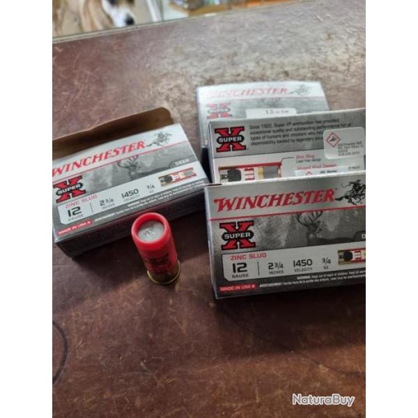 4 bo�tes winchester cal 12/70 slug  zing