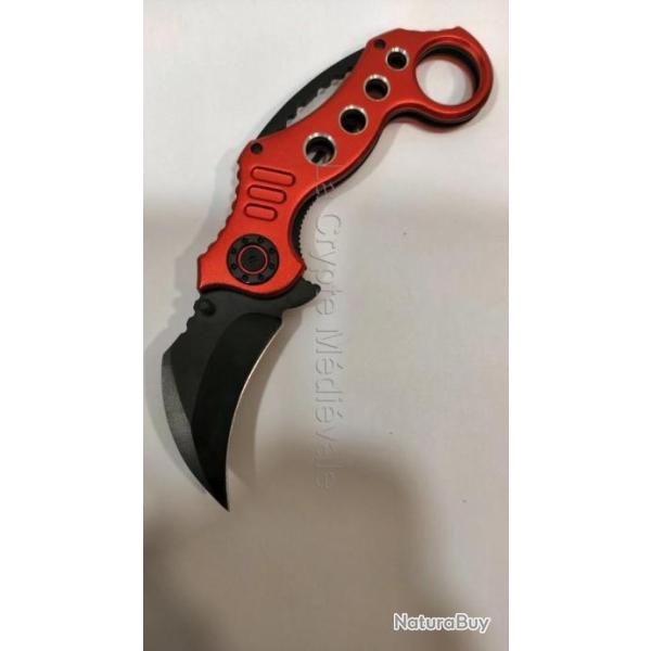 COUTEAU TACTIQUE KARAMBIT RED DESIGN