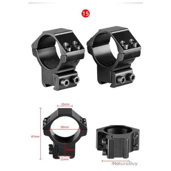 Colliers de montage diam�tre 30mm-rail 11mm-haut 14mm