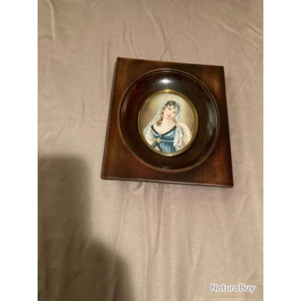 Miniature Ancienne Peinte Madame Recamier selon JBJ Augustin