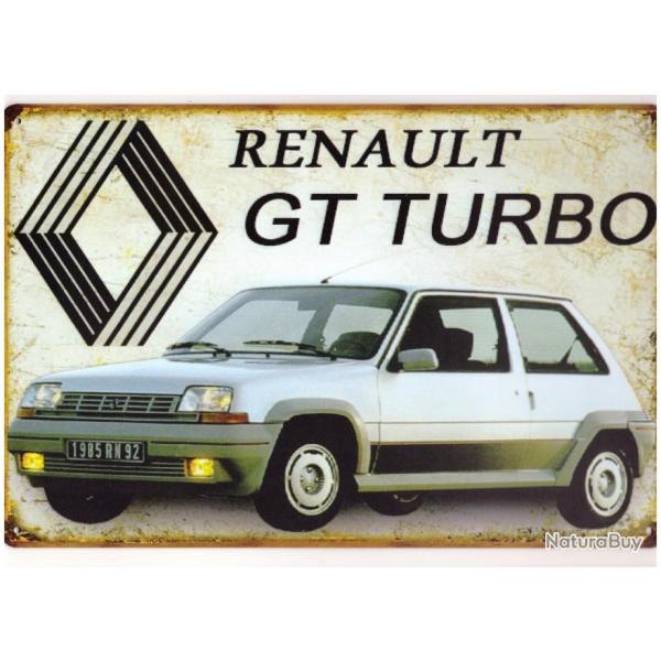 PLAQUE PUBLICITAIRE METAL RENAULT 5GT TURBO