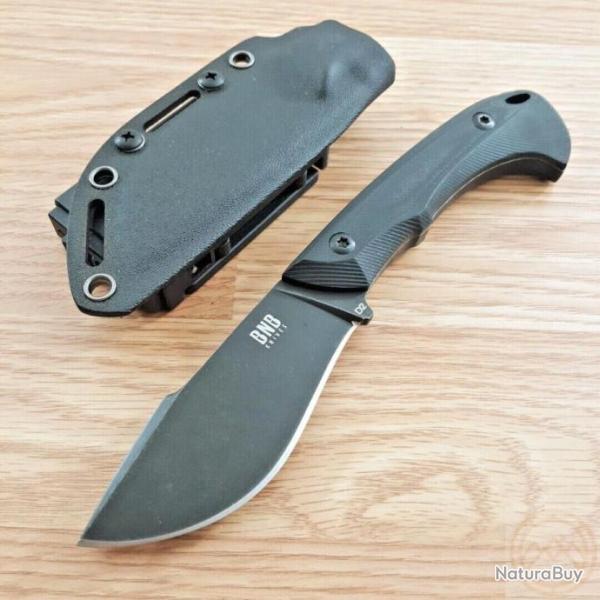 Couteau Bushcraft BucknBear Dark Piranha Lame Acier D2 Manche G10 Etui Kydex�BNB12233P