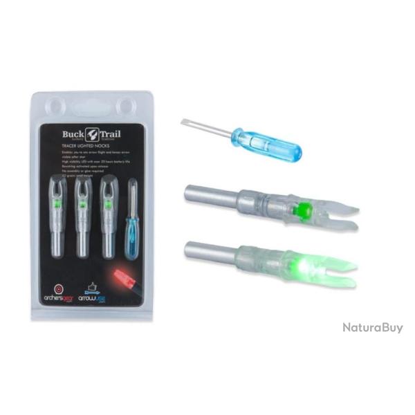 ENCOCHES LUMINEUSES BUCKTRAIL VERTES - ID6.2mm - par 3