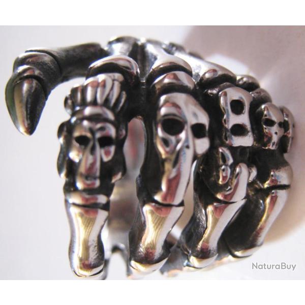 BAGUE ACIER INOX DOIGTS SQUELETTE - Ref.26