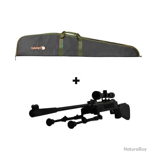 CARABINE AVEC BIPIED INSTALL�E LB600 4,5 mm - RESSORT 10 Joul. + Lunette 4 x 32 + �tui de protection