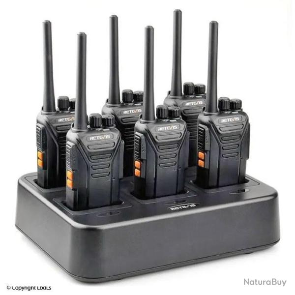 Pack de 6 RT27 Retevis PMR446 et chargeur 6