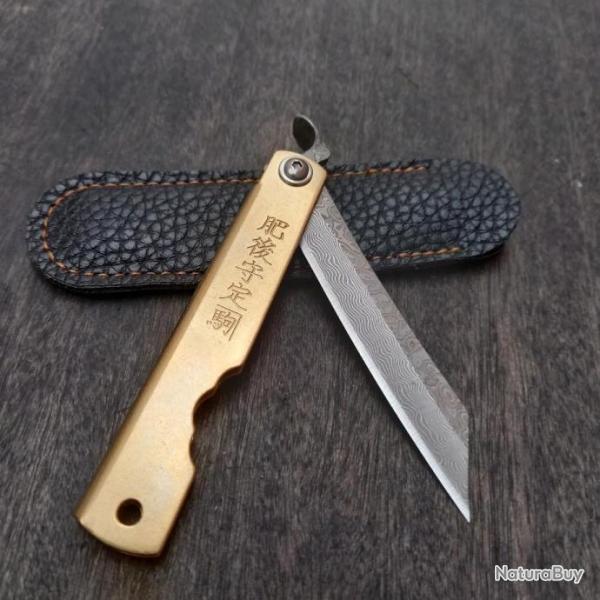 Couteau HIGONOKAMI Manche en Laiton avec �tui