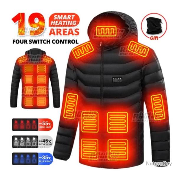 BLOUSON CHAUFFANT noir  19 Zones Chauffantes  USB.....LIVRAISON OFFERTE